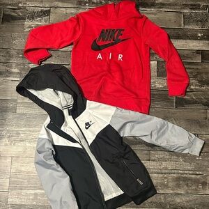 Nike Kids Red Hoodie and Black Jacket Combo